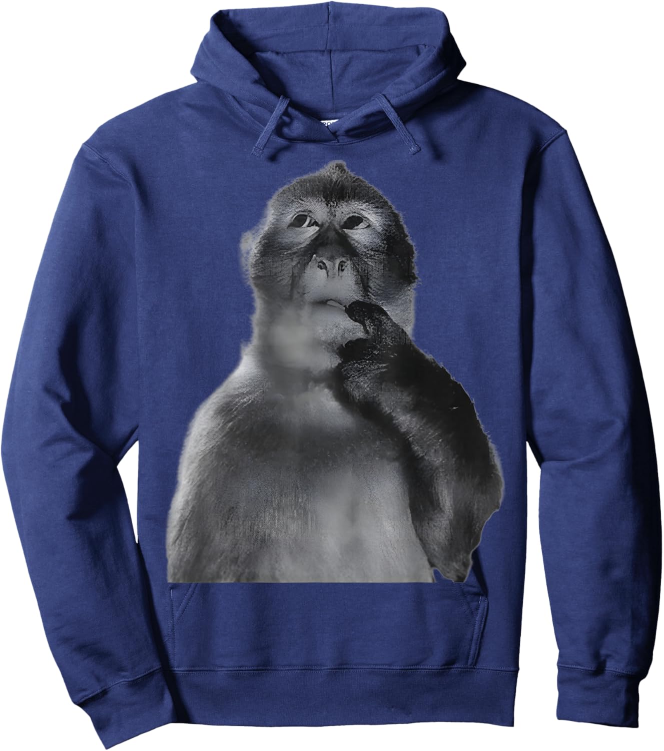 Women Men Kids Funny Monkeys Humor Thinking Monkey Meme Hoodie - Hoodie | Navy
