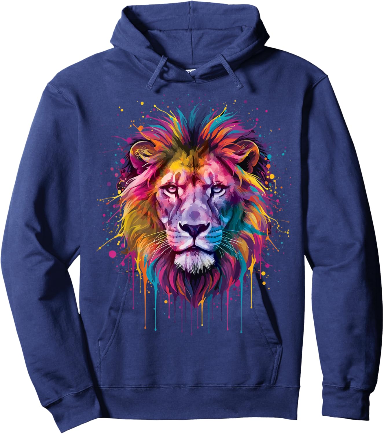 Happy Holi Lion Head Holi Festival of Colors Indian Hoodie - Hoodie | Navy