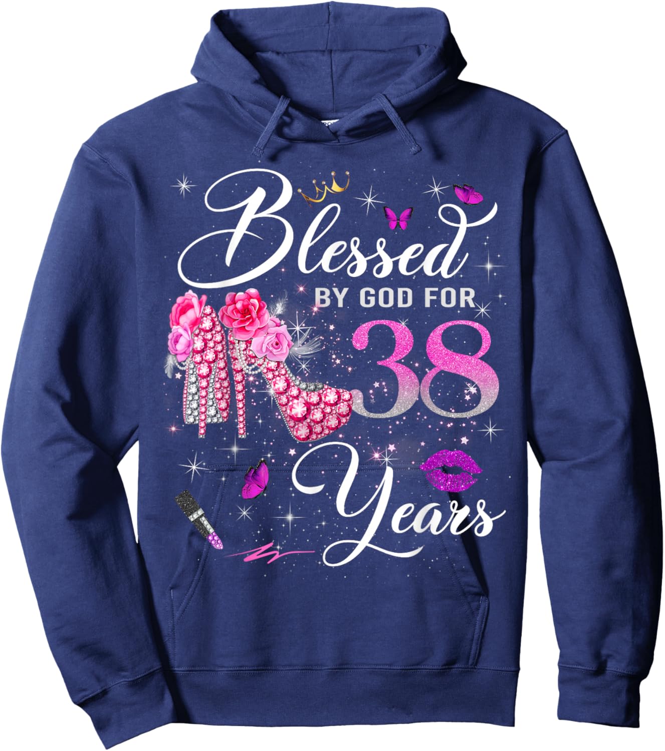 Blessed by God for 38 Years Old Women 38th Birthday Queen Hoodie - Hoodie | Navy