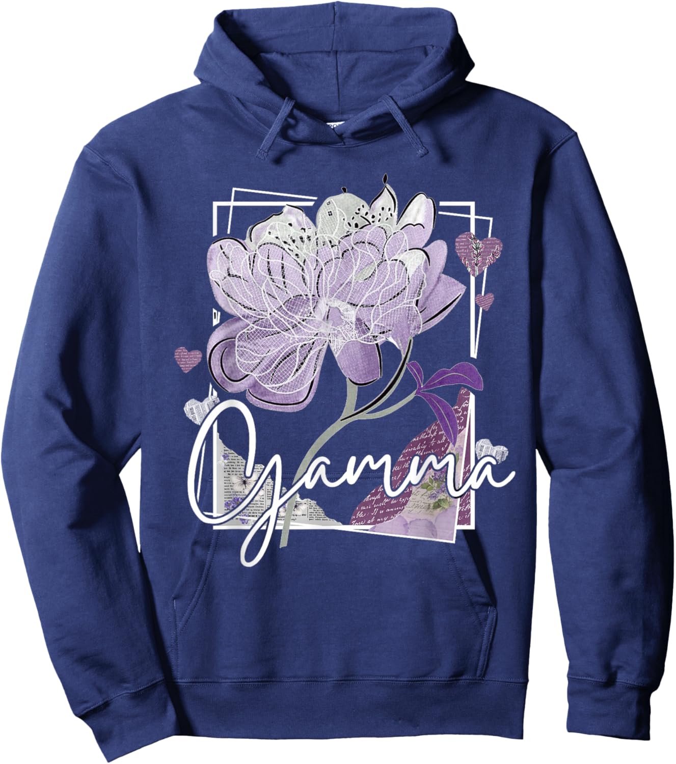 Gamma Gifts for Grandma Mothers Day Purple Floral Design Hoodie - Hoodie | Navy