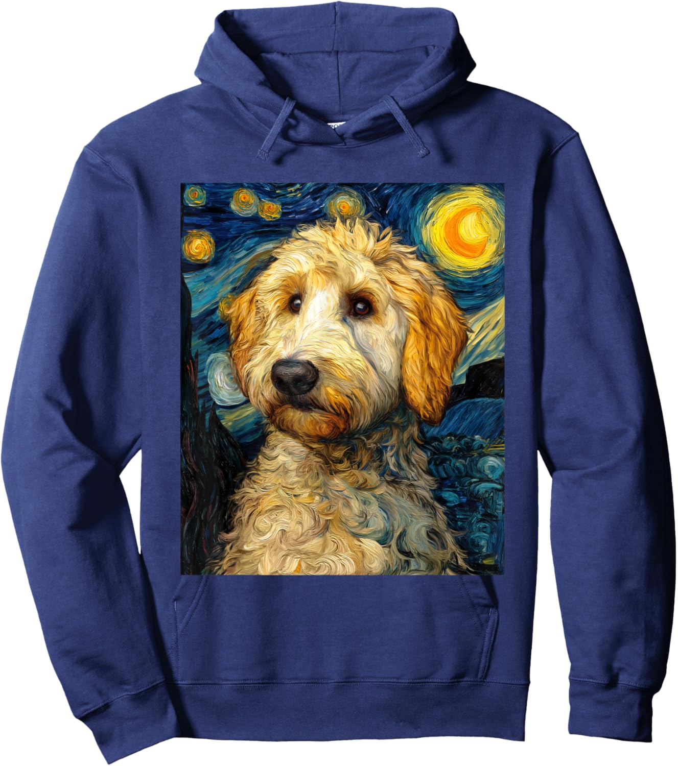 Golden Doodle Goldendoodle Dog Van Gogh Starry Night Graphic Hoodie - Hoodie | Navy