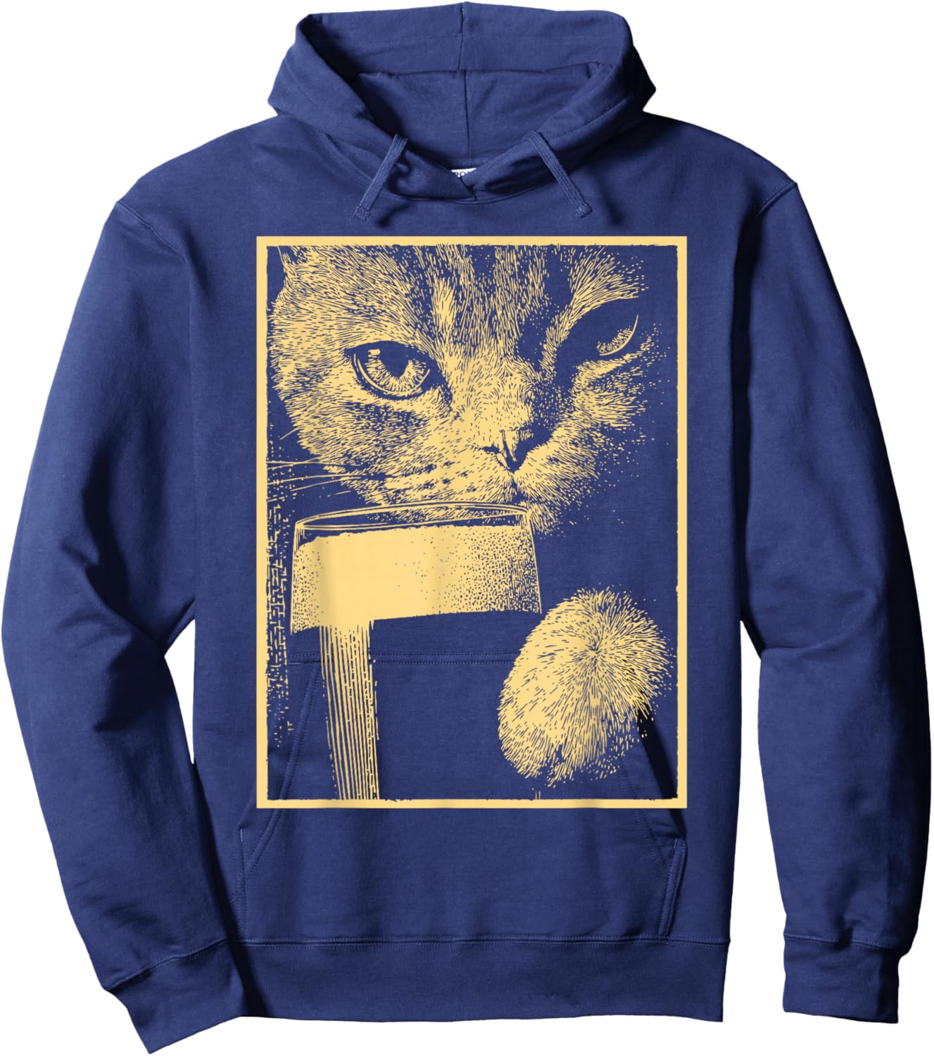 Cat with Beer Feline Animal Drinking Humor St Patricks Day Hoodie - Hoodie | Navy