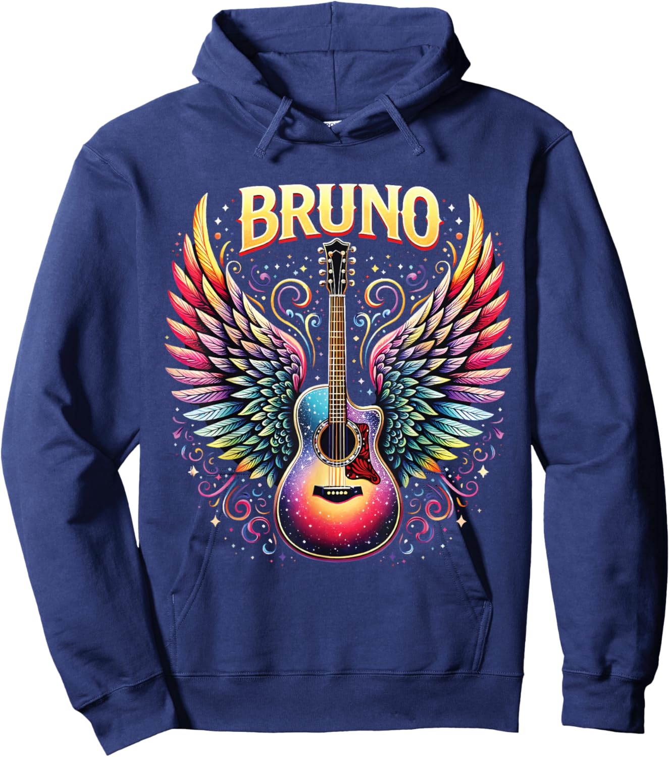 Retro Bruno Personalized Name I Love Bruno 70's 80's Vintage Hoodie - Hoodie | Navy