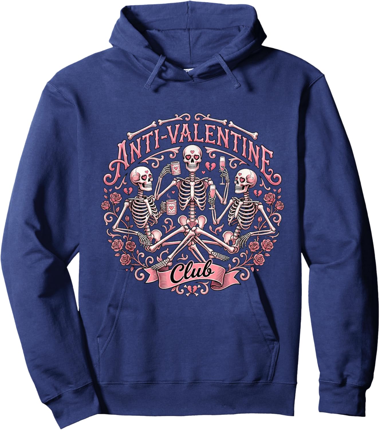 Anti Valentine Club – Humor Anti Valentine’s Day Hoodie - Hoodie | Navy