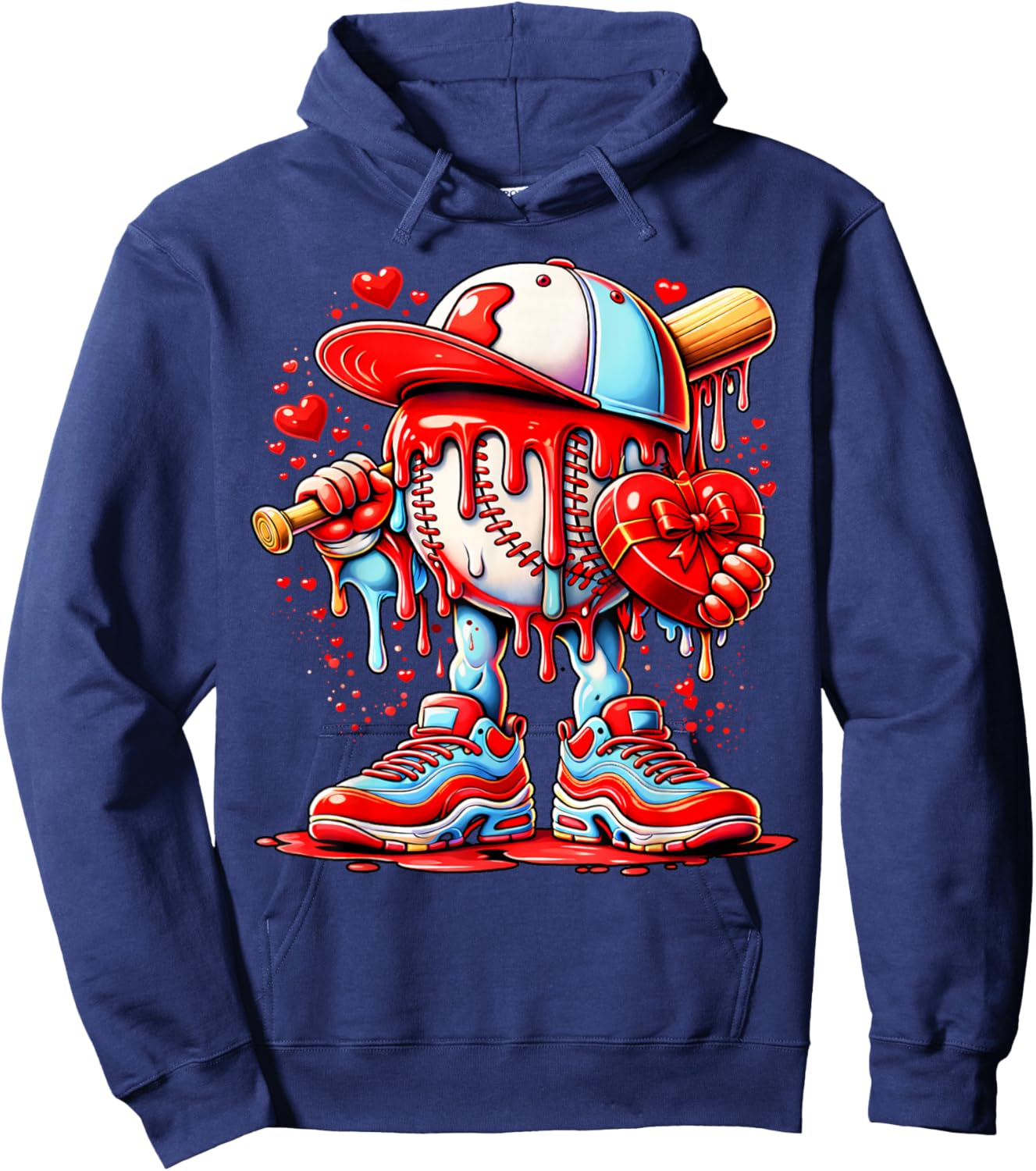 Baseball Drip Icecream Apparel Youth Boy Valentine Hoodie - Hoodie | Navy