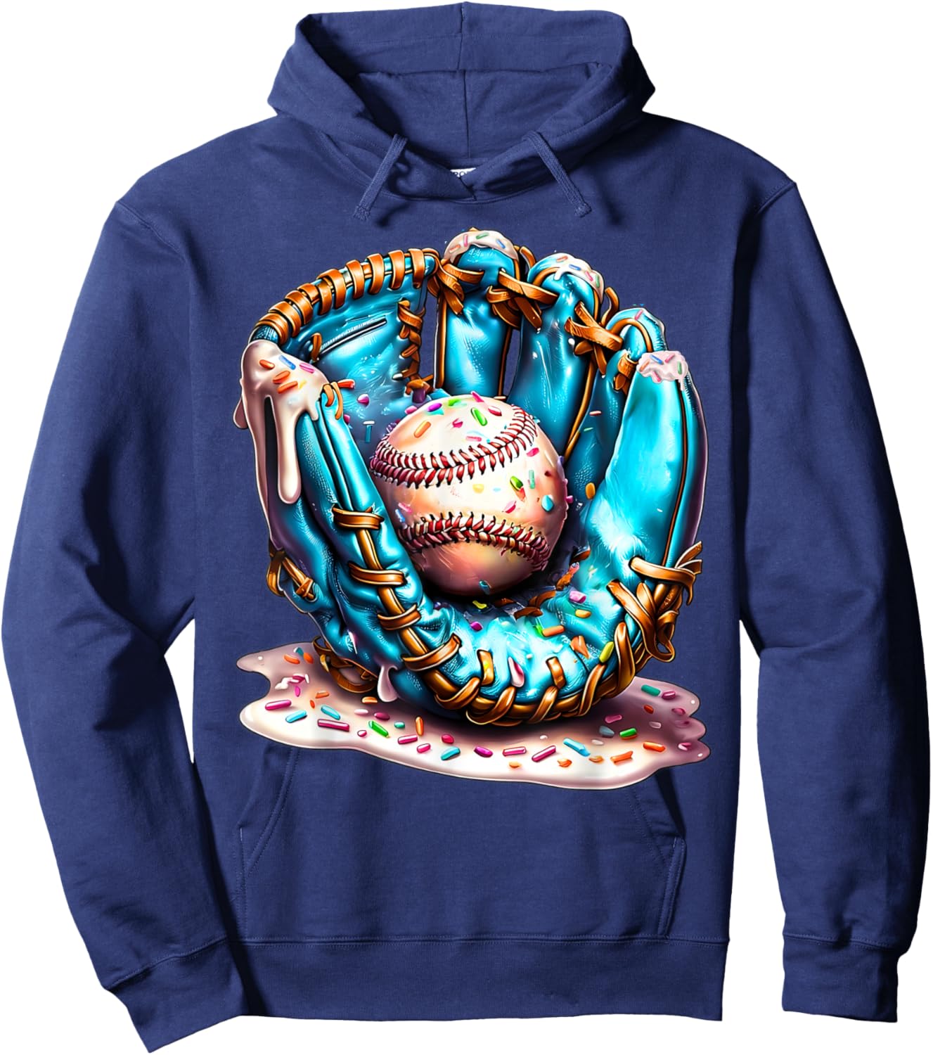 Baseball Glove ice Cream Sprinkles Youth Kids Boys Baseball Hoodie - Hoodie | Navy