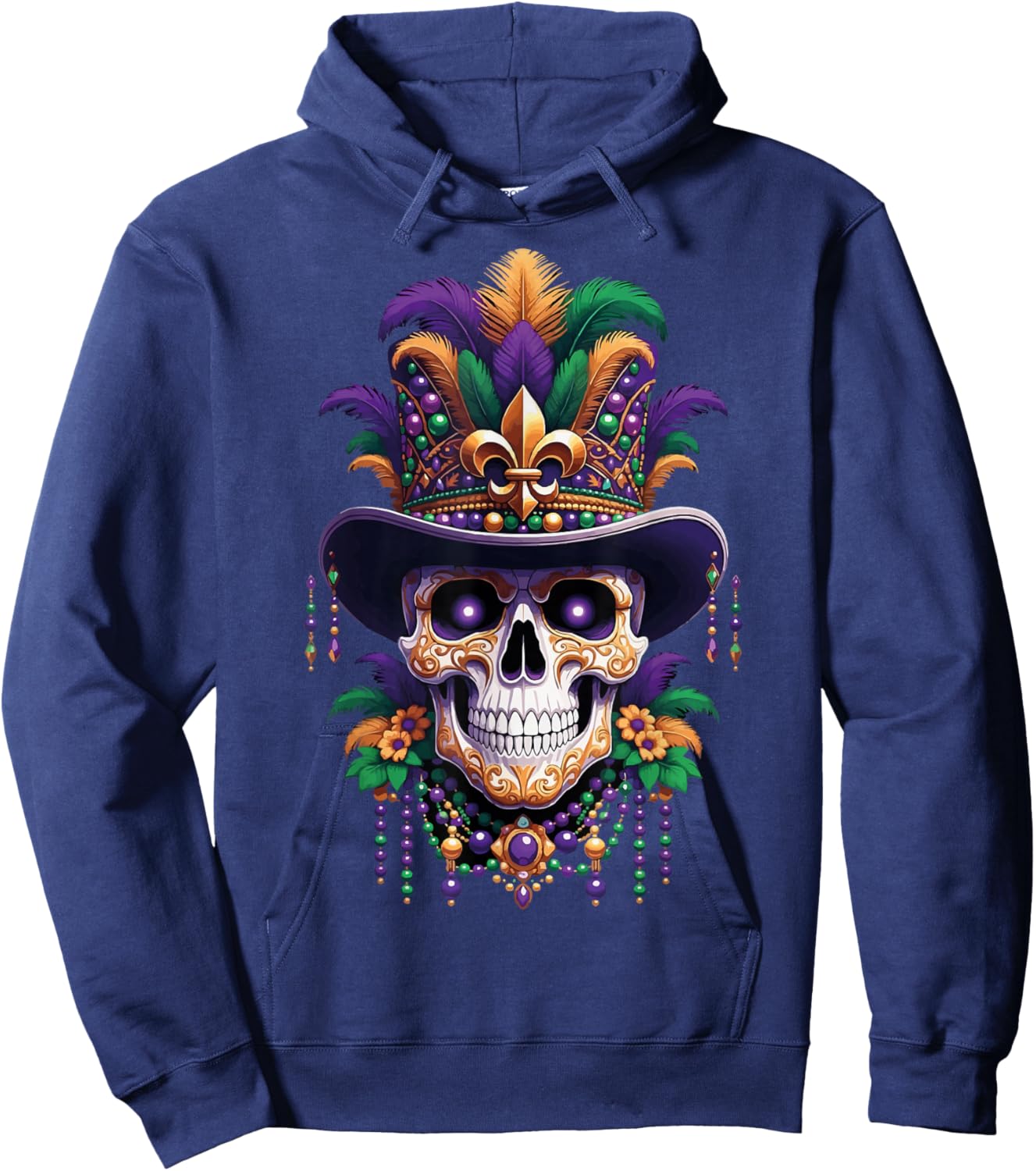 Mardi Gras Costume Sugar Skull Carnival Halloween Party Hoodie - Hoodie | Navy
