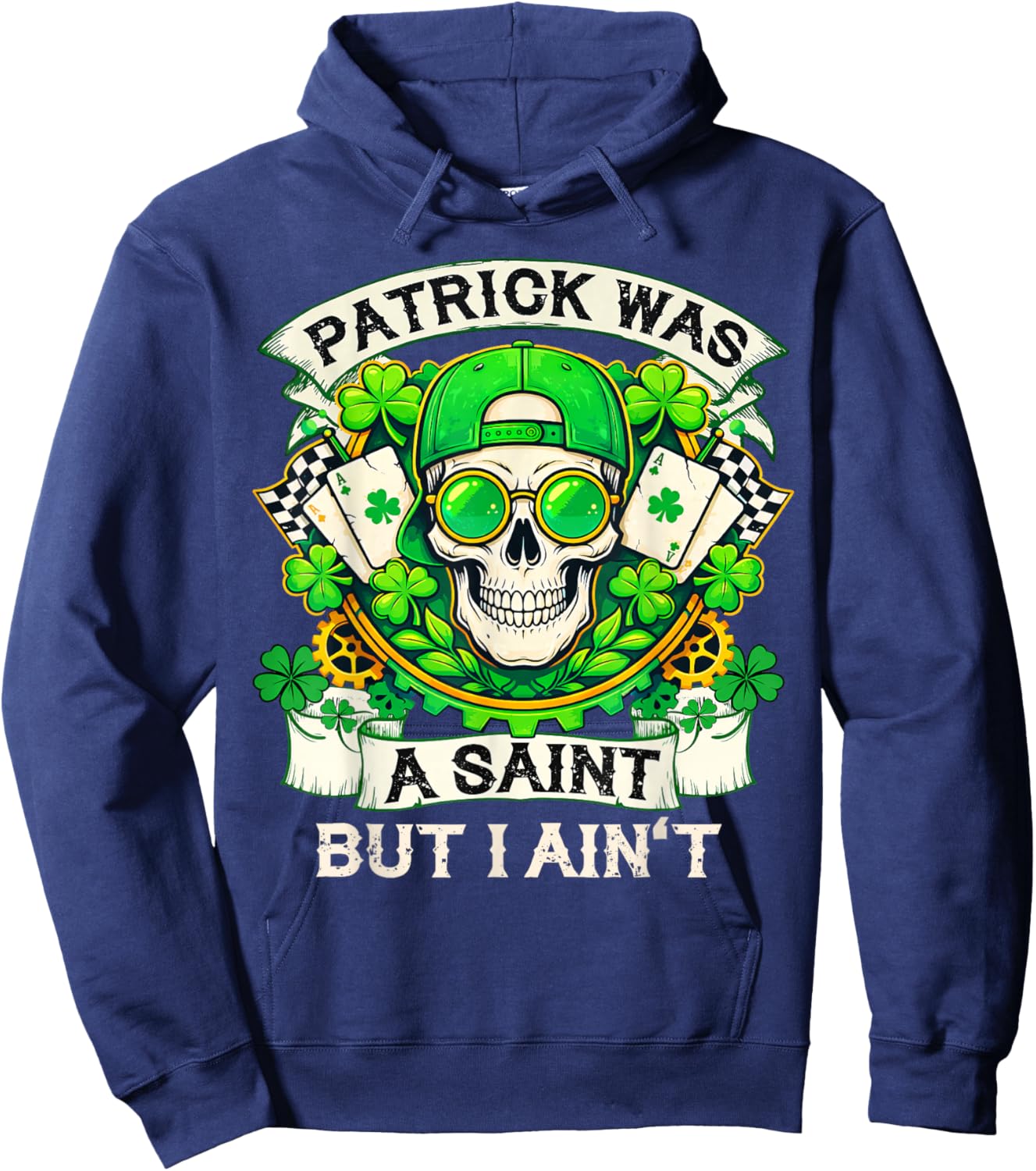 Skull St Patrick Day of The Dead Lucky Shamrock Men Women Hoodie - Hoodie | Navy