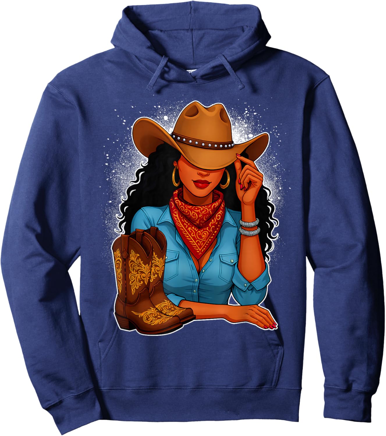 Black Cowgirl & Boots Black History Month Black Women Girls Hoodie - Hoodie | Navy