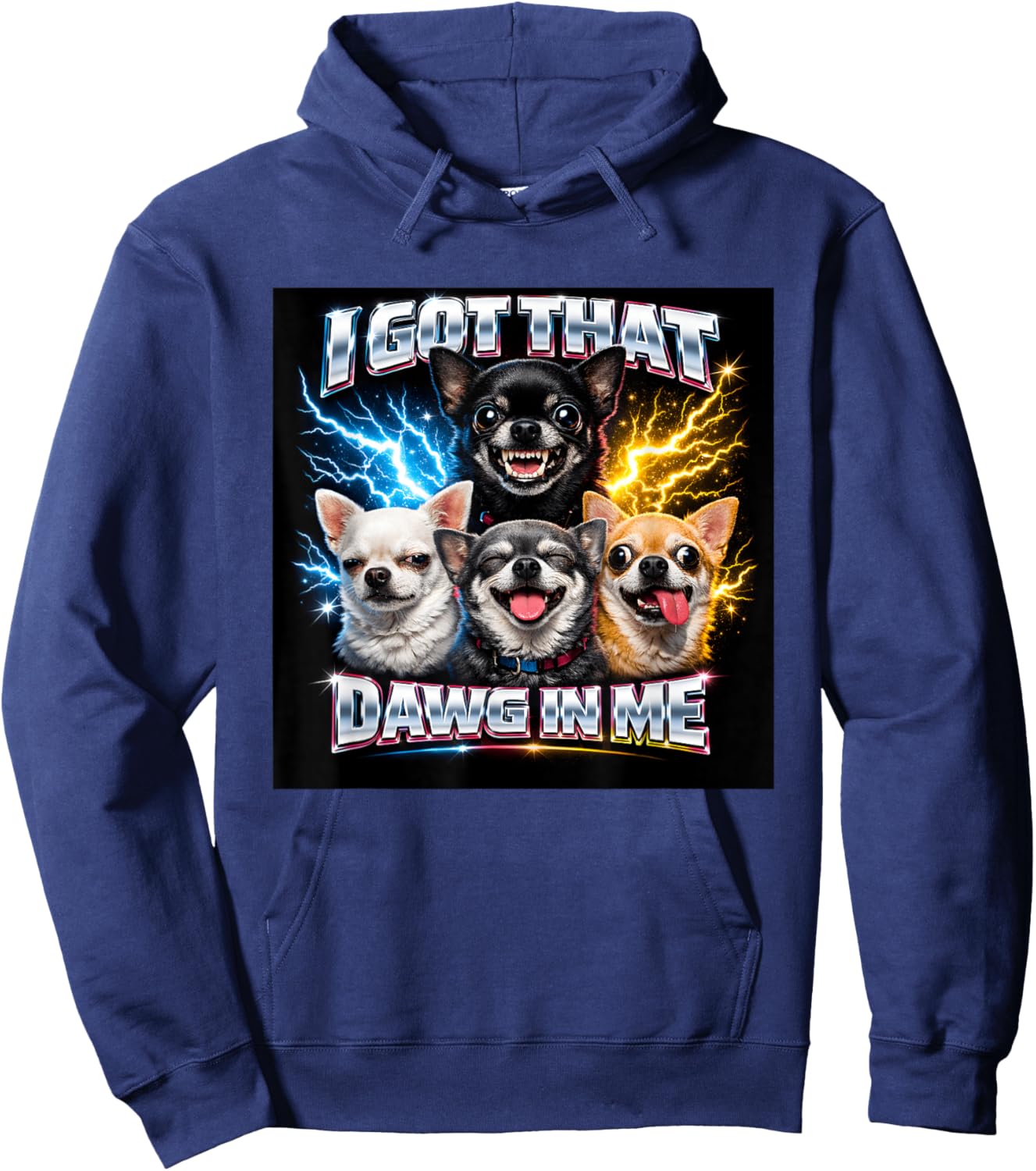 Vintage Chihuahua I Got Dawg in Me Funny Boys Girls Costume Hoodie - Hoodie | Navy