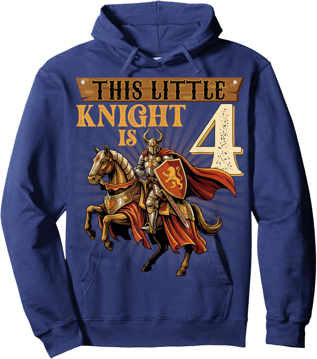 Knight Birthday 4 Years Old Boys 4th Knight Birthday Party Hoodie - Hoodie | Navy