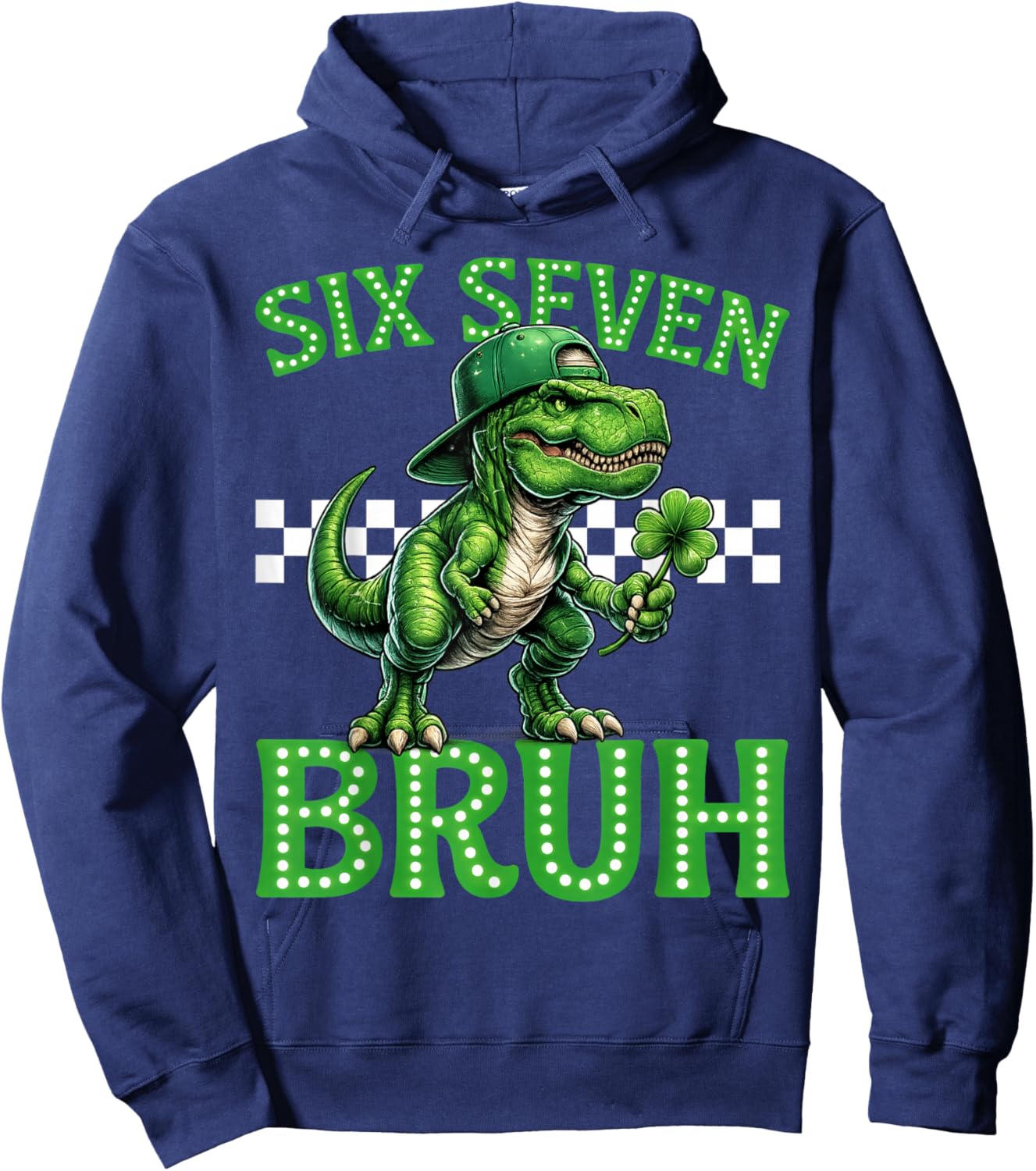 Boys st Patricks Day 67 Trex Dab Six Seven Bruh Kids Hoodie - Hoodie | Navy