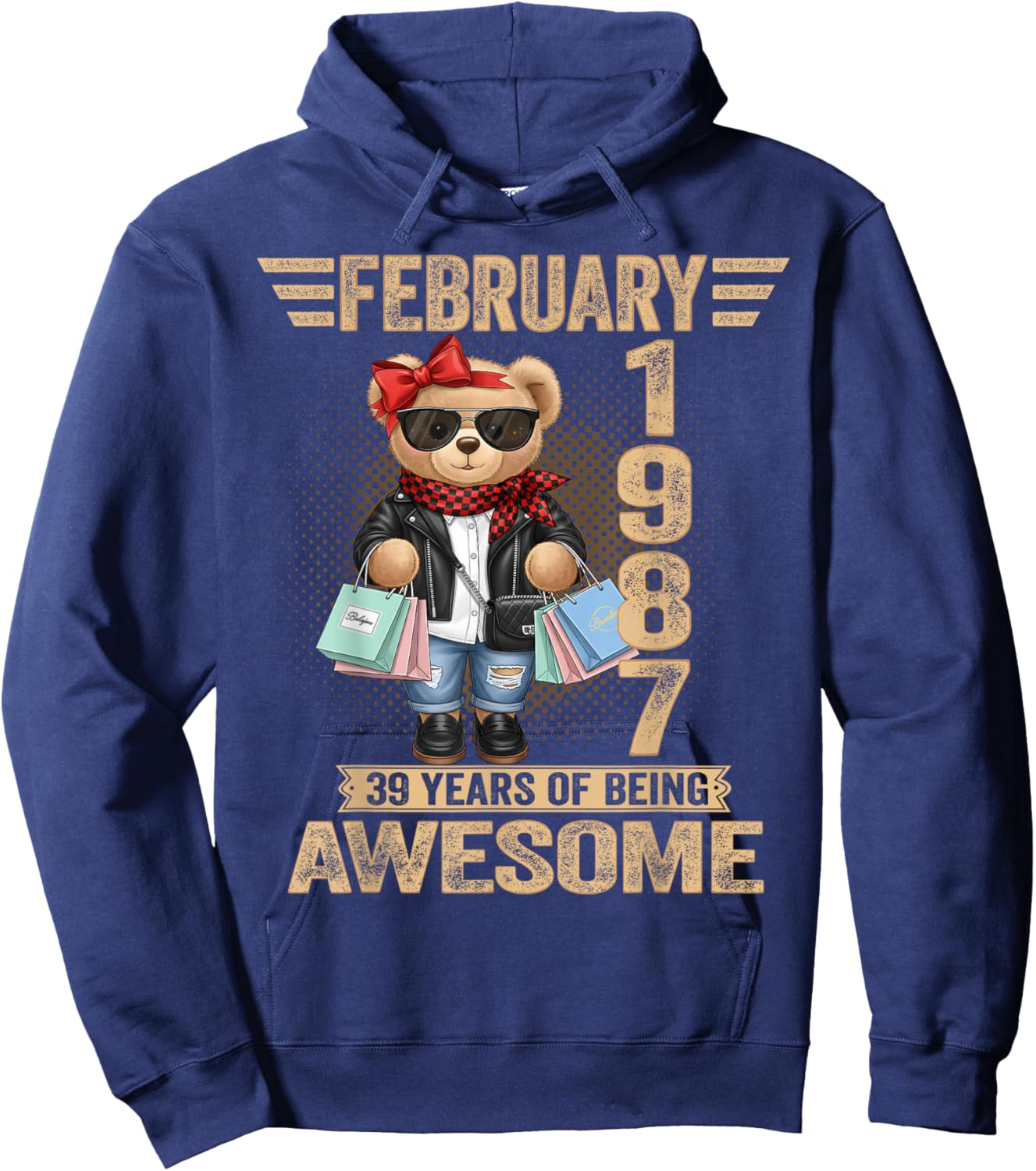39 Year Old February 1987 Teddy Bear 39th Birthday Women Hoodie - Hoodie | Navy