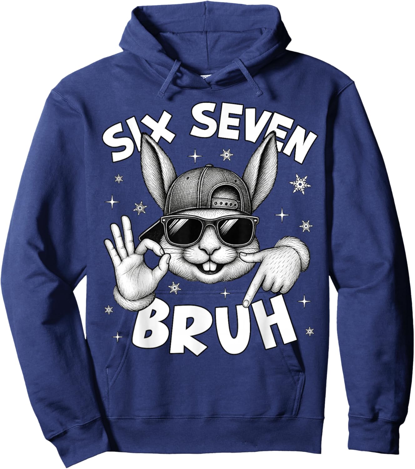 67 Six Seven Bruh Cute Bunny Face with Sunglasses Easter Day Hoodie - Hoodie | Navy