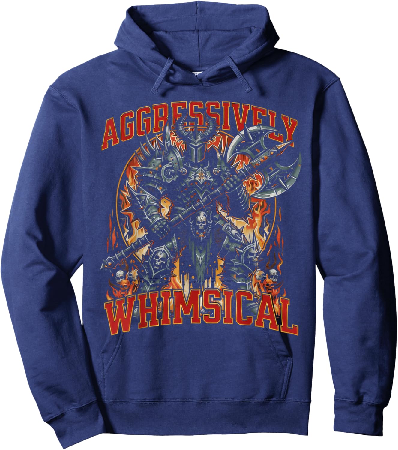 Aggressively Whimsical Dark Fantasy Warrior Battle Design Hoodie - Hoodie | Navy