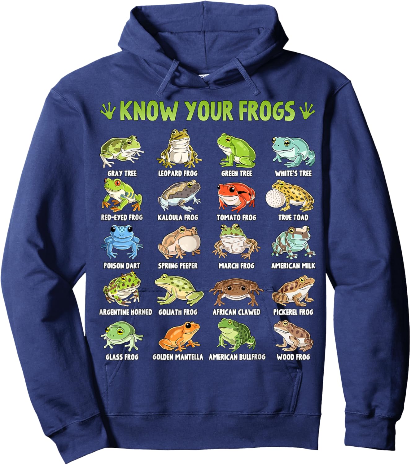 Types of Frogs Herpetology Educational Frog Toad Hoodie - Hoodie | Navy