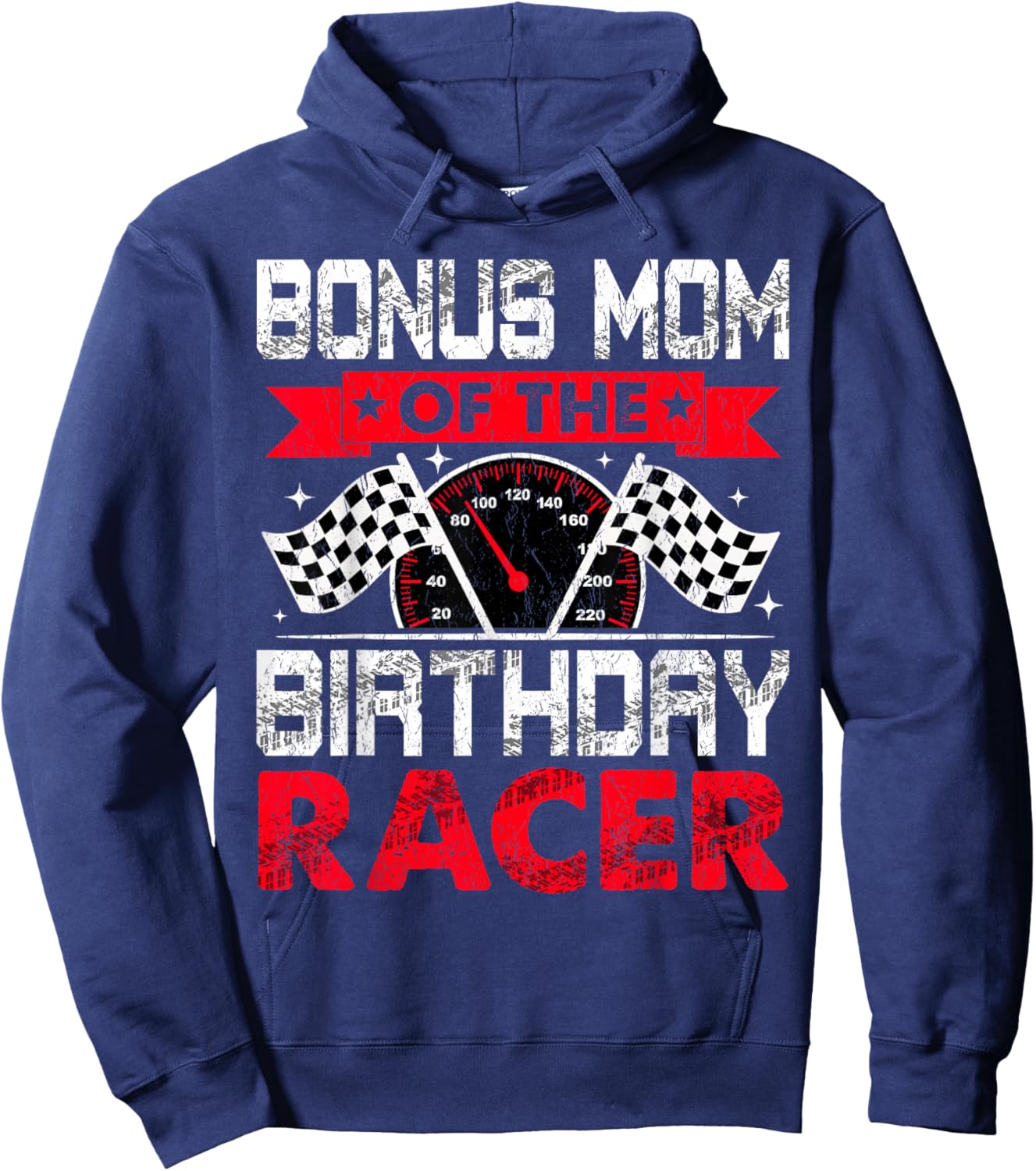 Bonus Mom of The Birthday Racer Bday Racing Car Family Hoodie - Hoodie | Navy