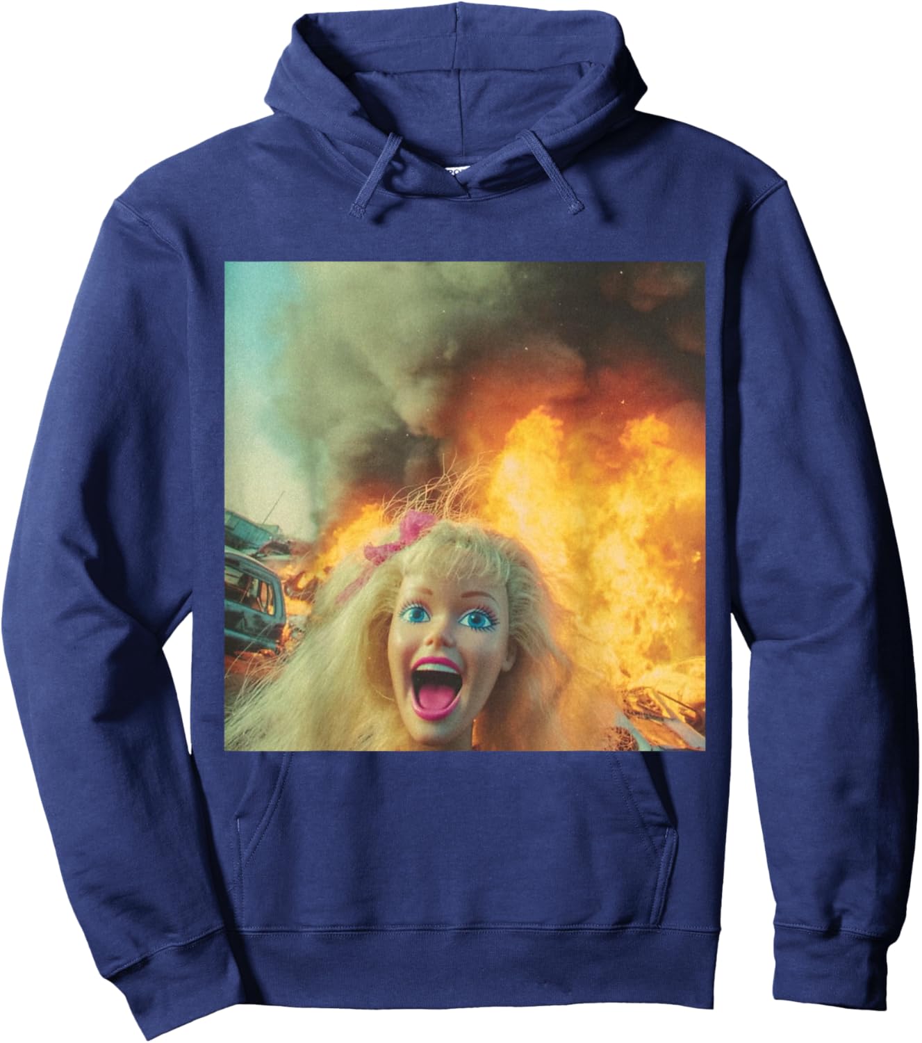 Funny Disgusting Doll face Meme Hoodie - Hoodie | Navy