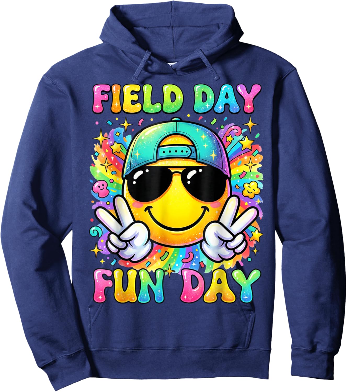 Retro Field Day Teachers Boys Girls Kids Field Day Fun Day Hoodie - Hoodie | Navy