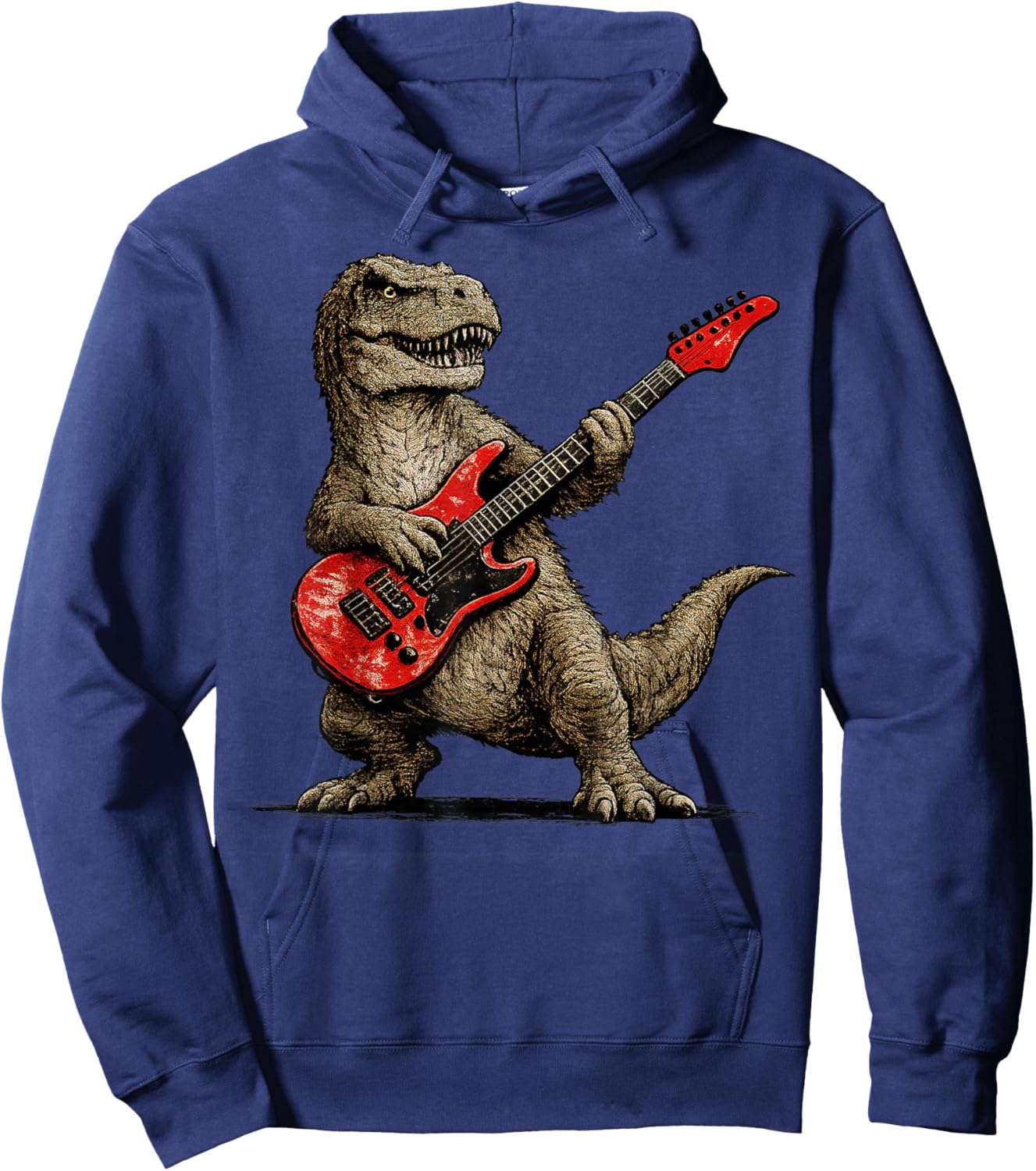 Funny T-Rex Playing Guitar Rock and Roll Gifts Men Women Kid Hoodie - Hoodie | Navy