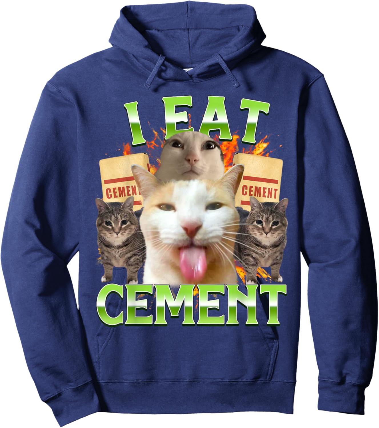I Eat Cement Funny Cat Meme Internet Memes Funny Memes Hoodie - Hoodie | Navy