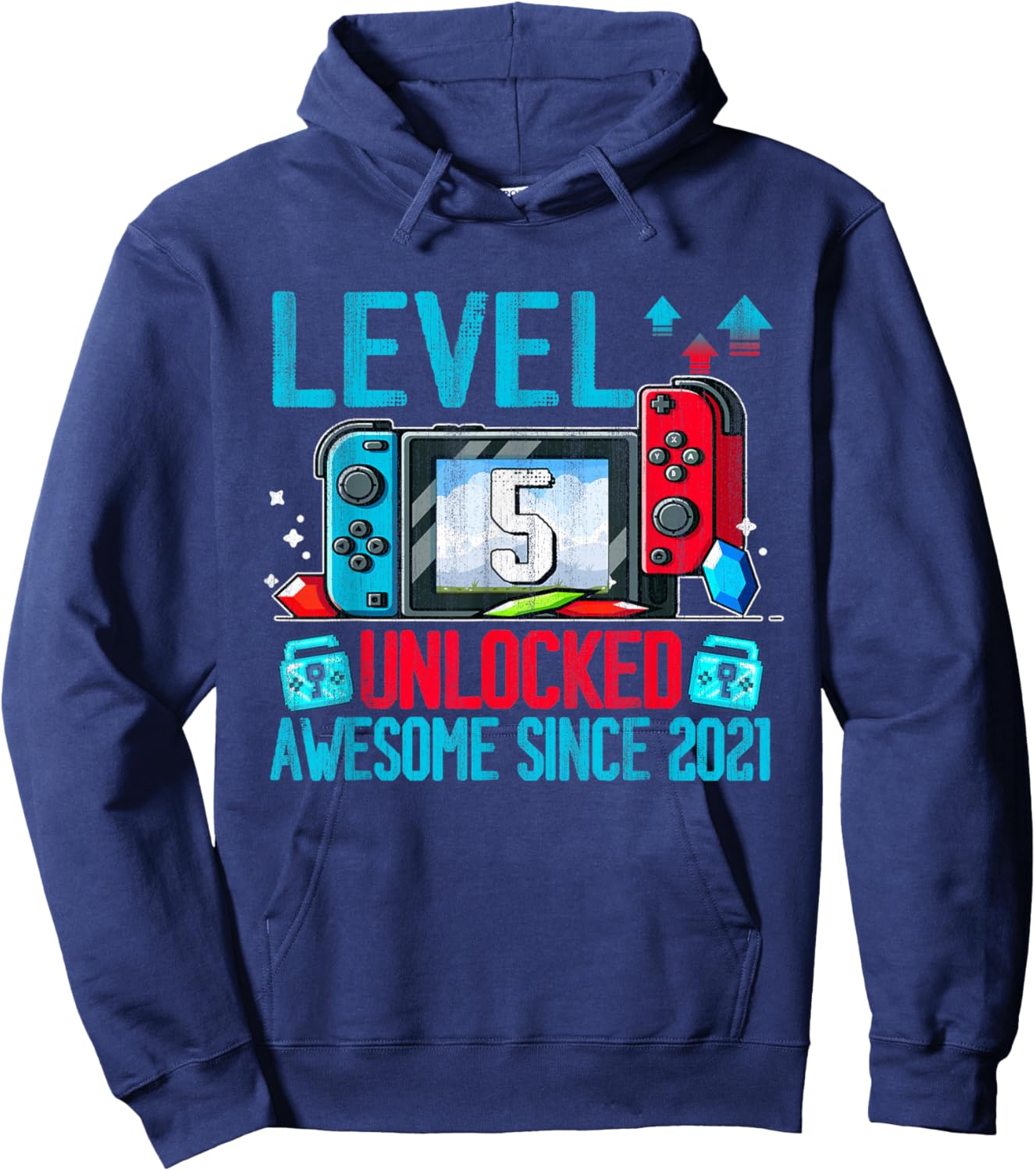 Level 5 Unlocked 5th Birthday Gifts Boy Video Gamer Gaming Hoodie - Hoodie | Navy