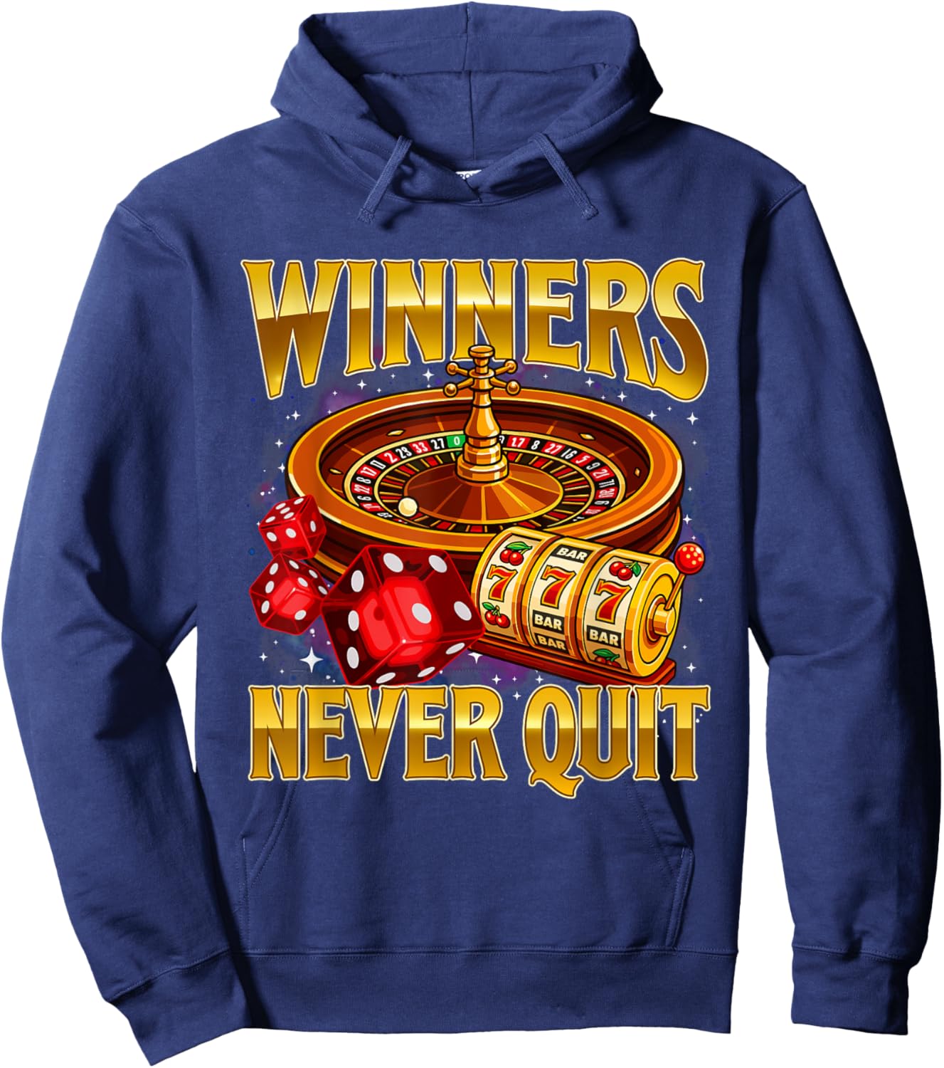 Winners Never Quit - Casino Gambler Meme Bootleg Gambling Hoodie - Hoodie | Navy