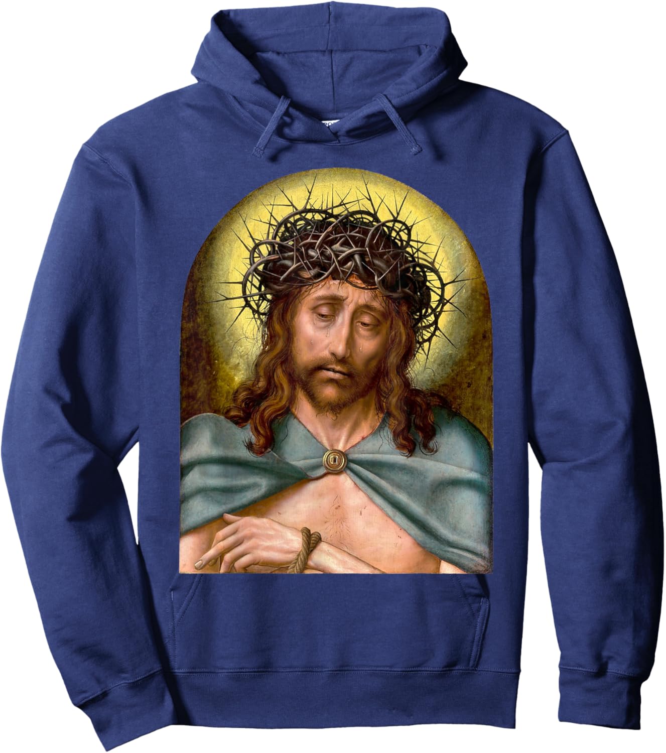 Jesus Christ as Man of Sorrows Painting Quentin Metsys 1500s Hoodie - Hoodie | Navy