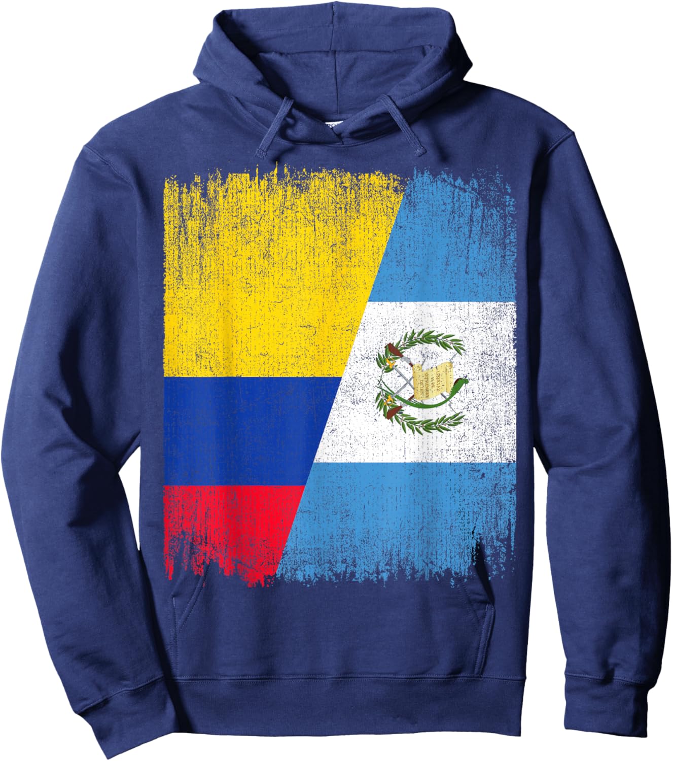 Half Colombia Guatemala Flag Colombian Guatemalan Pride Root Hoodie - Hoodie | Navy