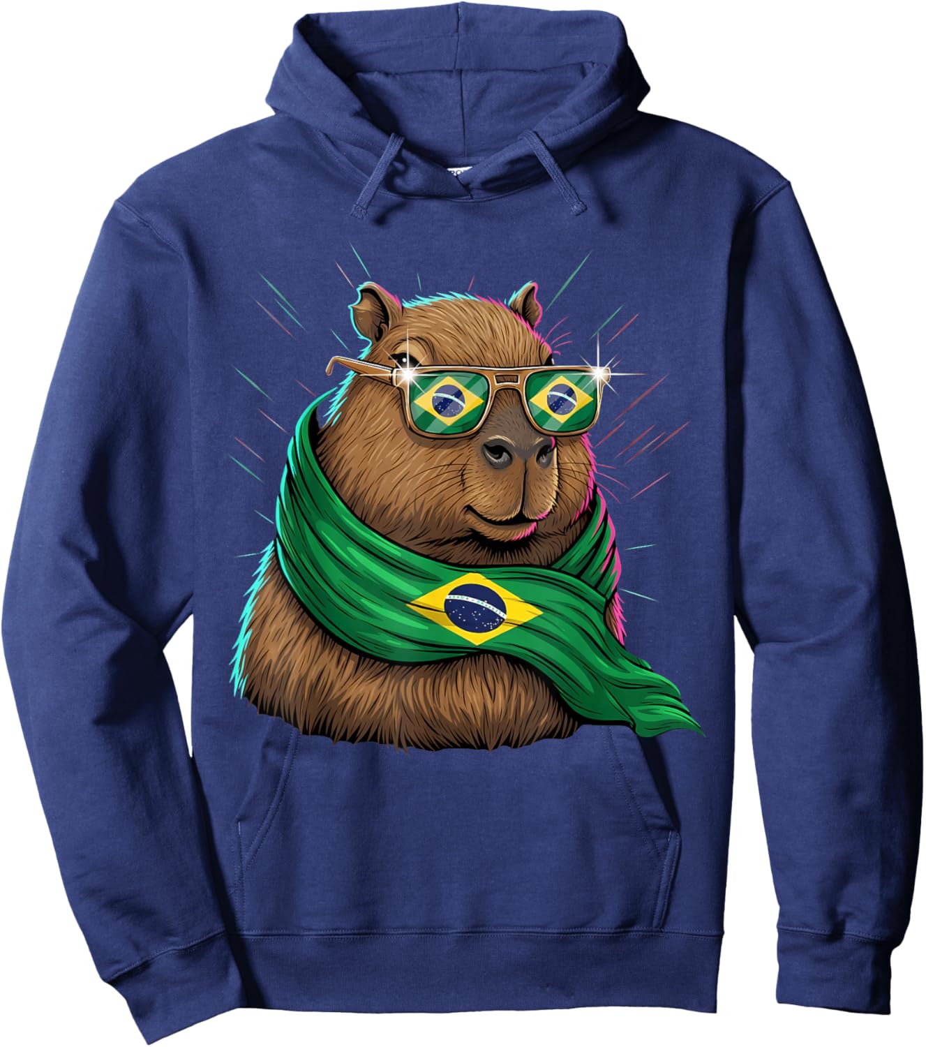 Brazil Flag Capybara Brazilian Roots Brasilian Pride Brasil Hoodie - Hoodie | Navy