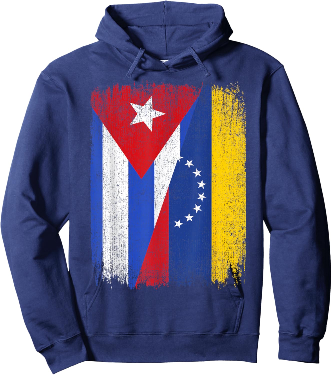 Half Cuba Venezuela Flag Cuban Venezuelan Pride Roots Hoodie - Hoodie | Navy