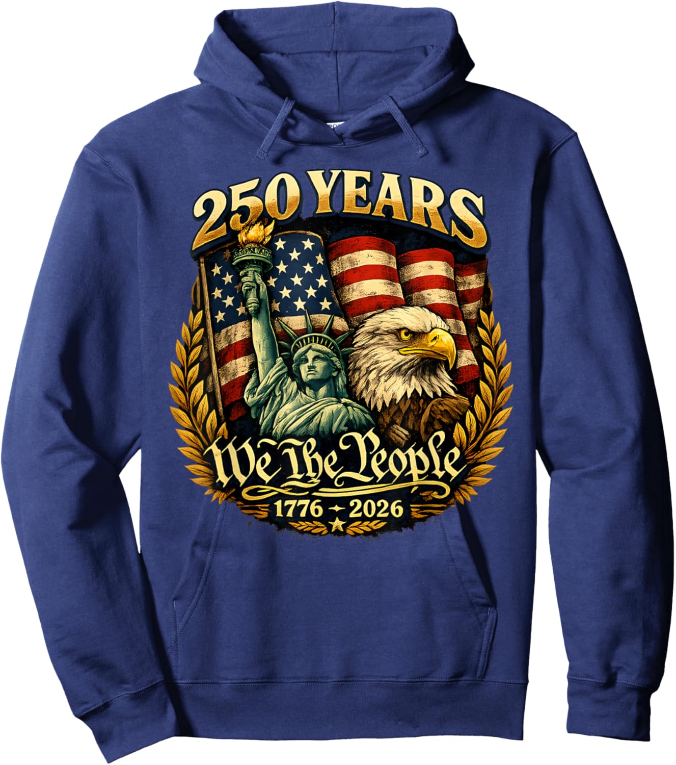 Vintage 250 Years American 1776-2026 250th Birthday USA Hoodie - Hoodie | Navy