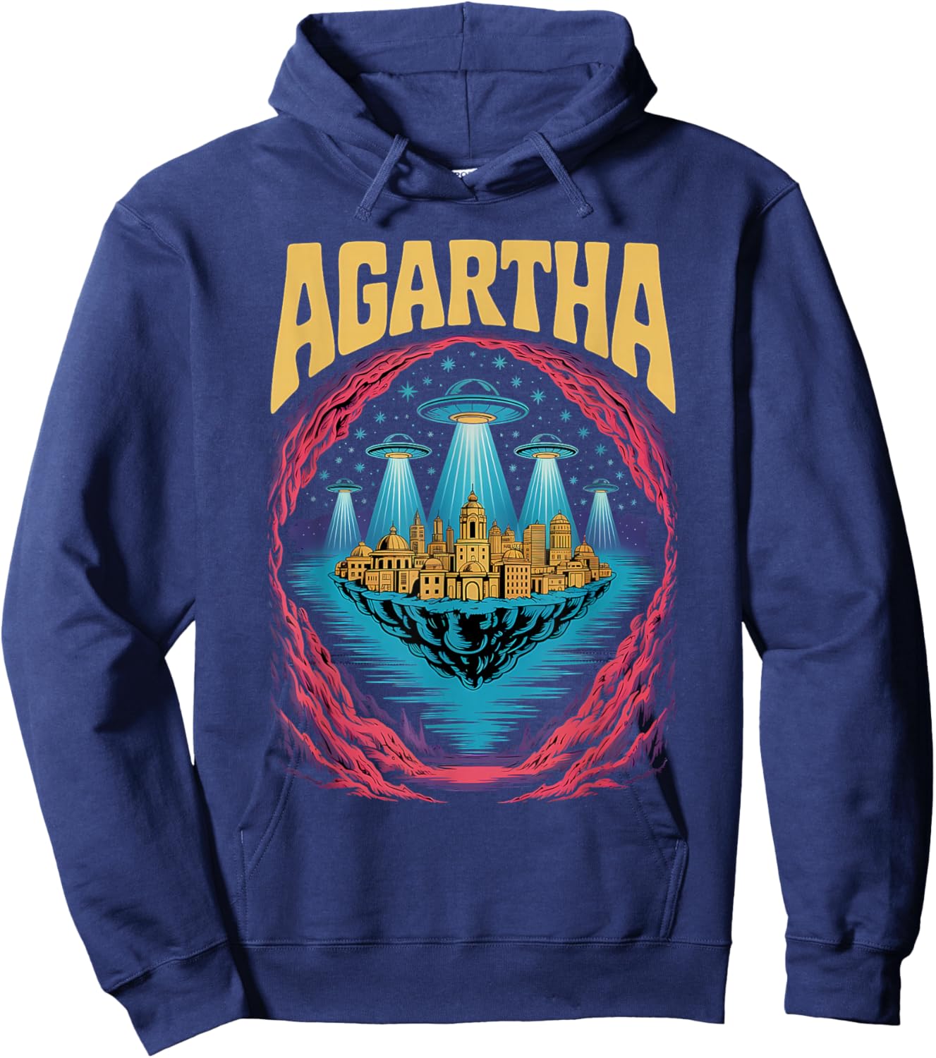 Agartha City UFO Underground Hidden World Sci Fi Mystic Hoodie - Hoodie | Navy