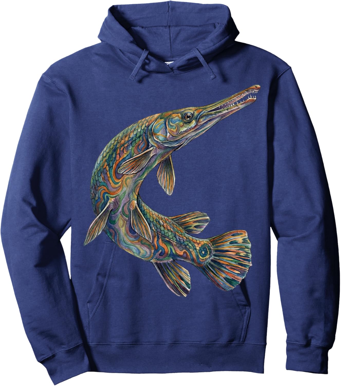 Gar Fish Abstract Aquatic Art Freshwater Biology Art Hoodie - Hoodie | Navy