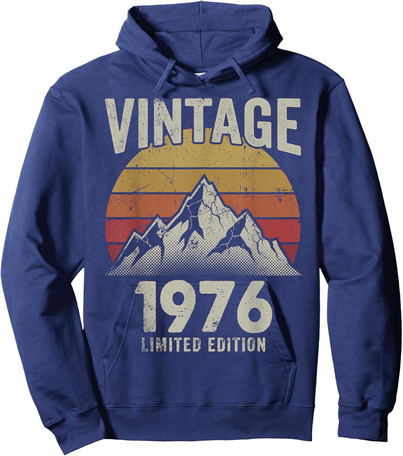 Vintage 1976 Retro Sunset Mountain 50th Birthday Gift Hoodie - Hoodie | Navy