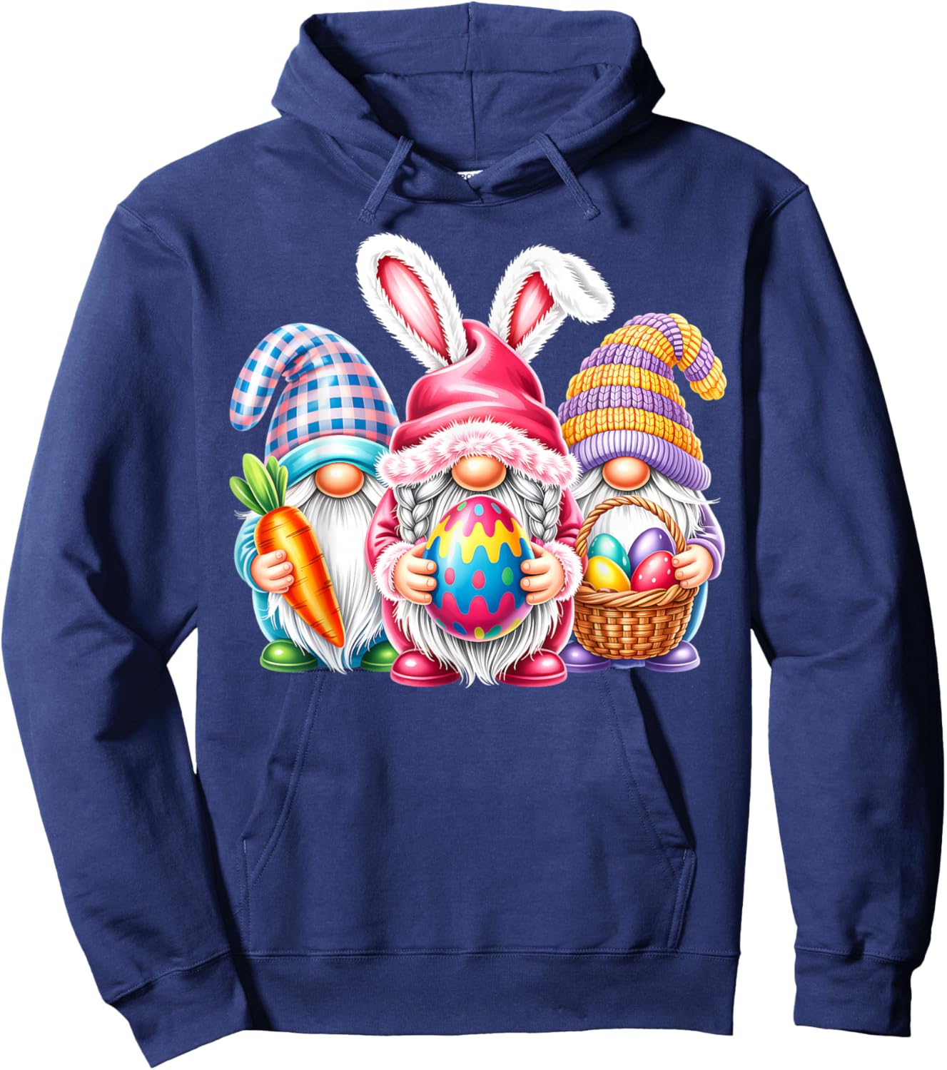 Easter Cute Gnomes Bunny Ears Egg Hunt Women Girls Hoodie - Hoodie | Navy