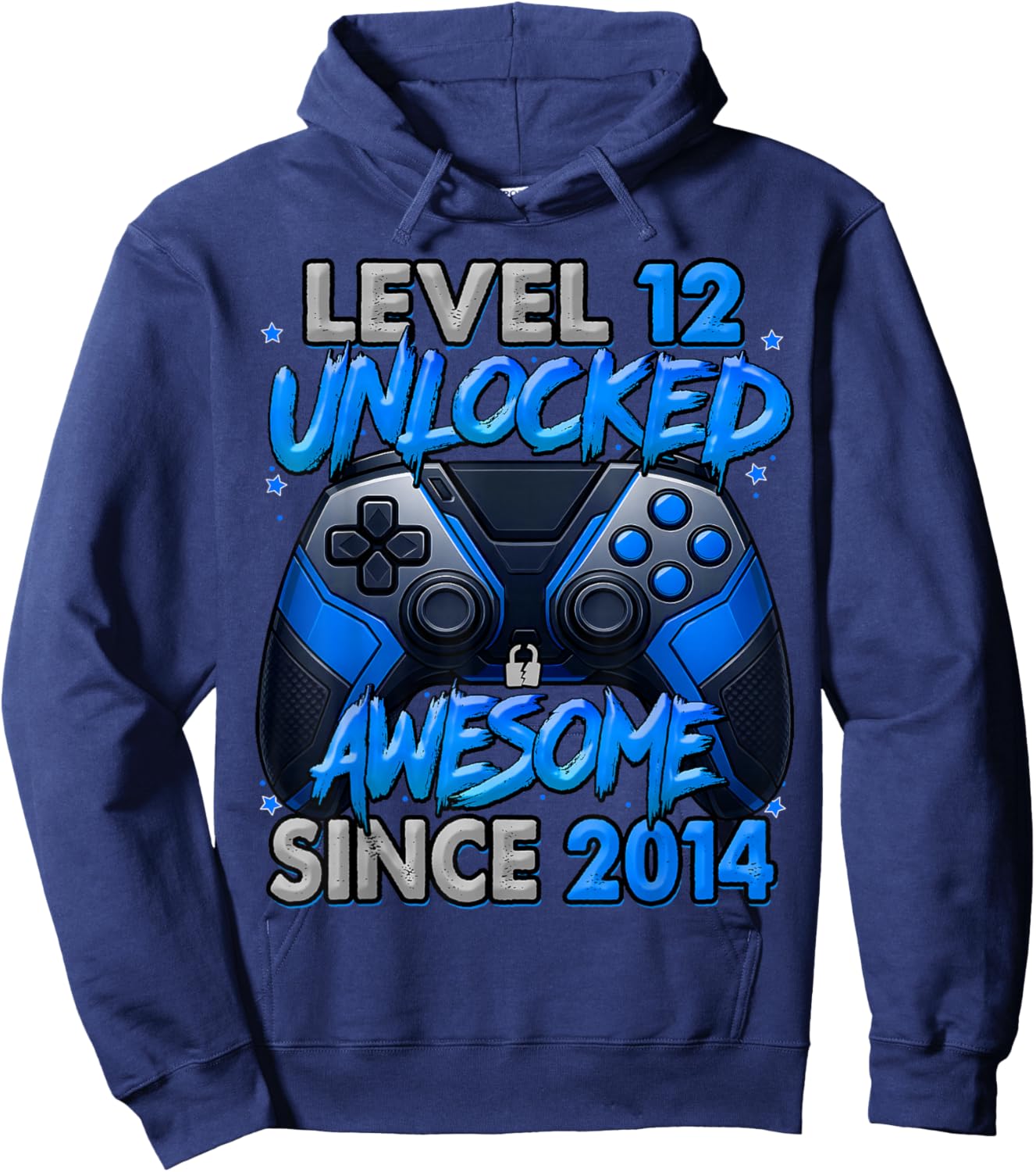 Level 12 Unlocked Awesome Since 2014 12th Birthday Gaming Hoodie - Hoodie | Navy