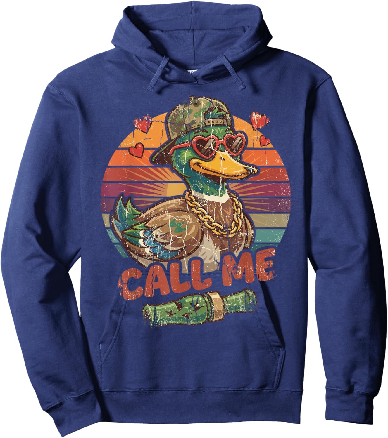 Call Me Duck Hunting Retro Valentine's Day Men Women Hoodie - Hoodie | Navy