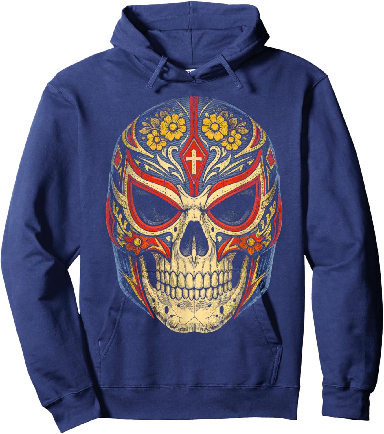 Lucha Libre Luchador Dias De Los Muertos Hoodie - Hoodie | Navy