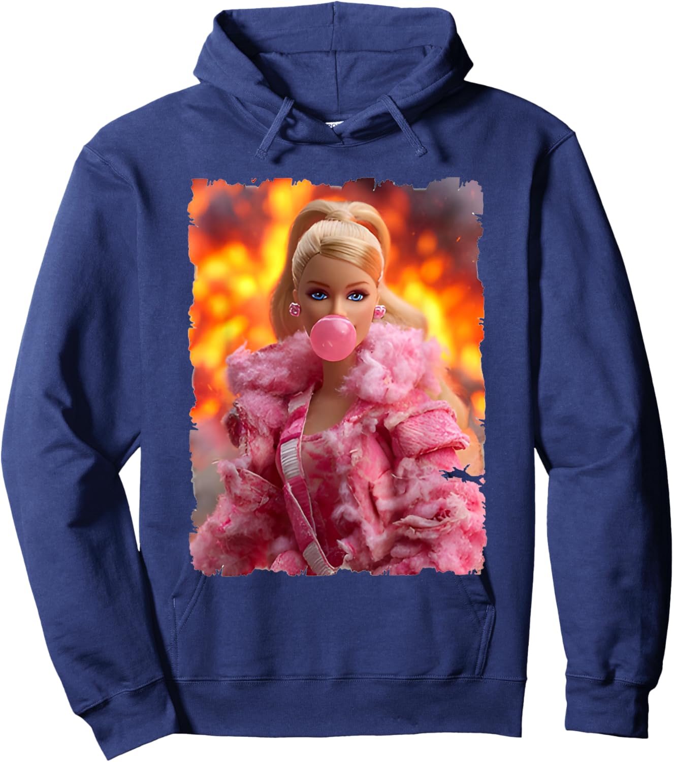 Funny Disgusting Pink Doll face Meme Hoodie - Hoodie | Navy