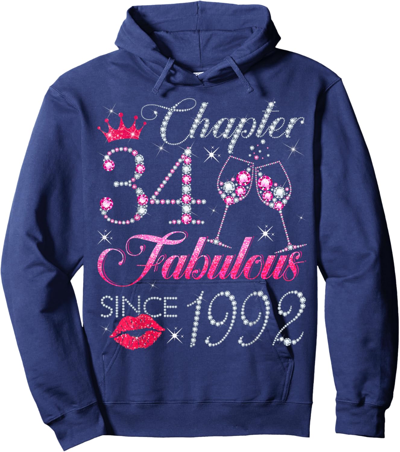 Chapter 34 Fabulous Since 1992 34th Birthday Gift Hoodie - Hoodie | Navy