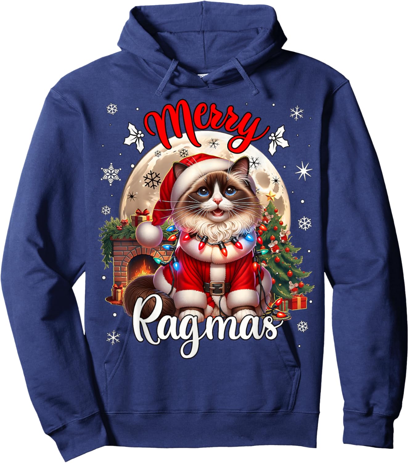 Ragdoll Cat Christmas Costume Ragdoll Xmas Cat Hoodie - Hoodie | Navy