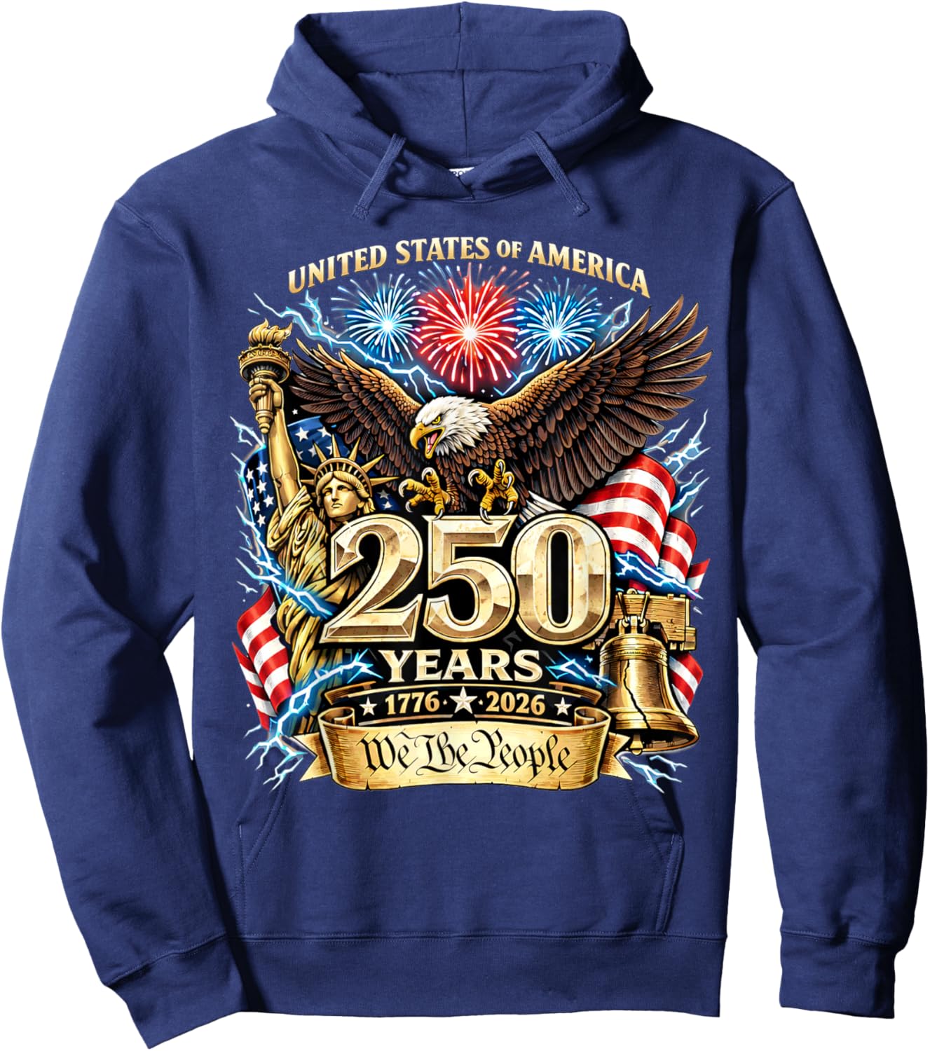 Vintage We The People 250 Years Freedom 1776-2026 Men Women Hoodie - Hoodie | Navy