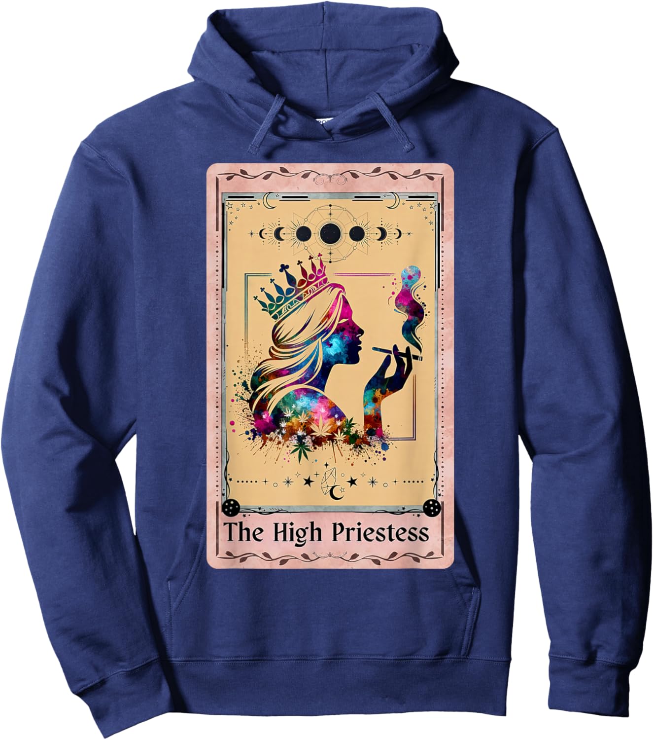 Funny High Priestess Tarot Card Sarcastic Weed Moon Phases Hoodie - Hoodie | Navy