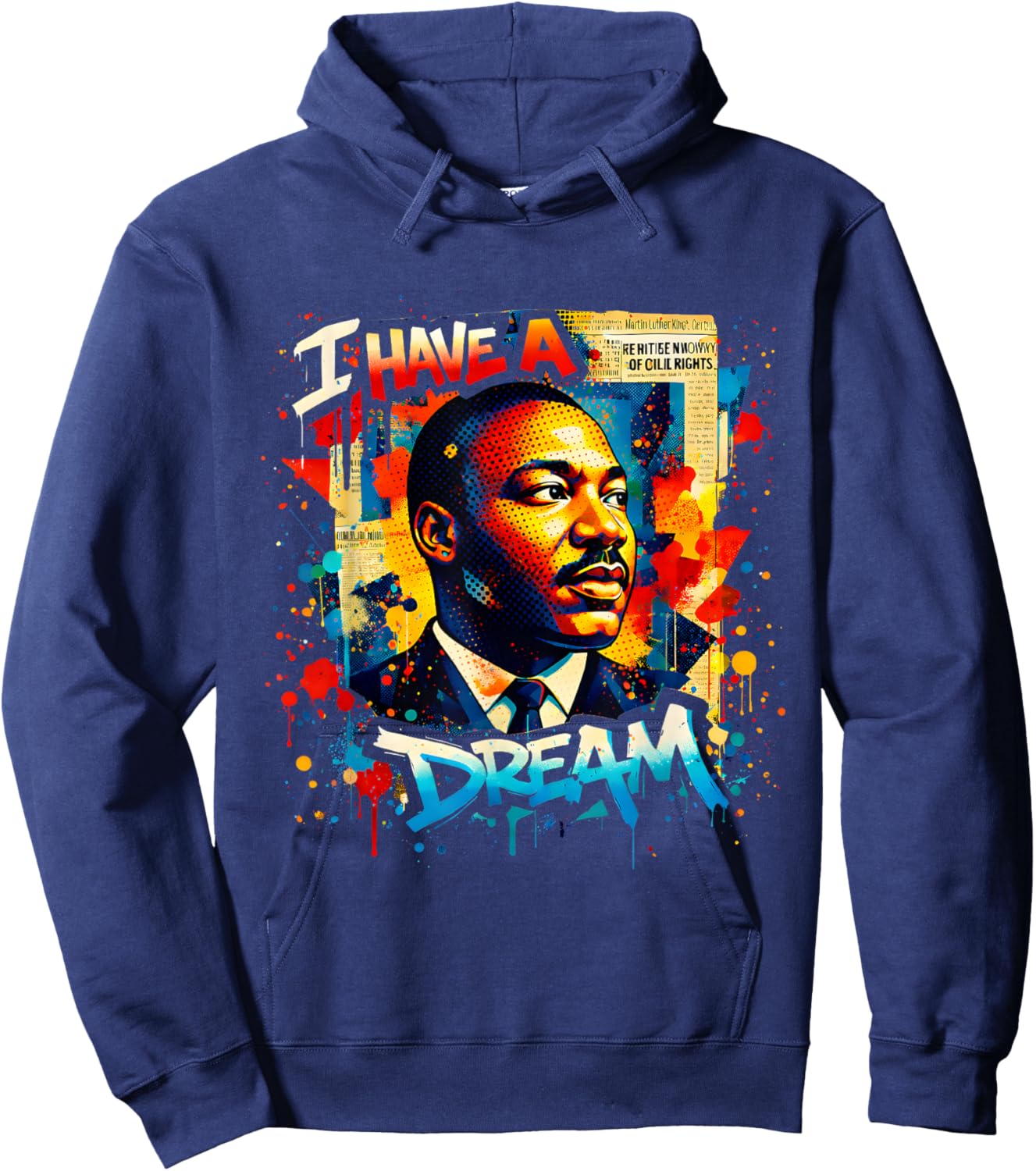 African American Dream Like a King Black History Month Hoodie - Hoodie | Navy