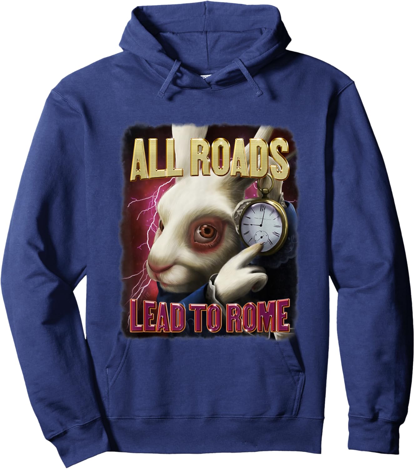 All Roads Lead to Rome Rabbit Meme Bootleg Style Hoodie - Hoodie | Navy