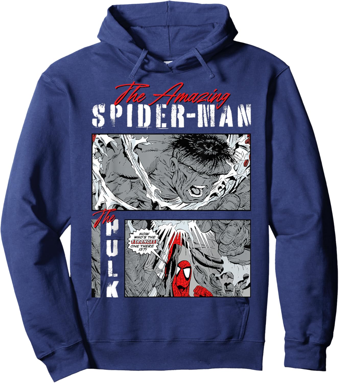 Marvel Comics Spider-Man vs Hulk Comic Panel Hoodie - Hoodie | Navy