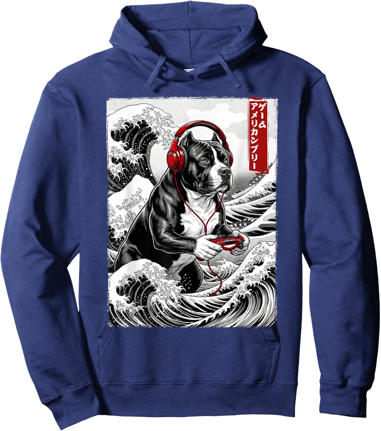 Japanese American Bully Gamer Playing Video Games Boys Girls Hoodie - Hoodie | Navy