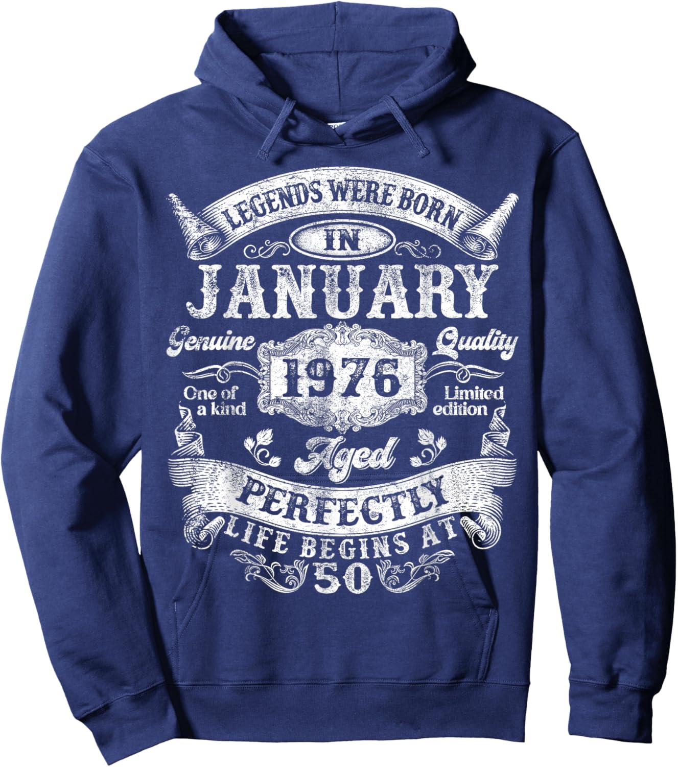 Legends Since January 1976 Vintage Retro 50th Birthday Men Hoodie - Hoodie | Navy