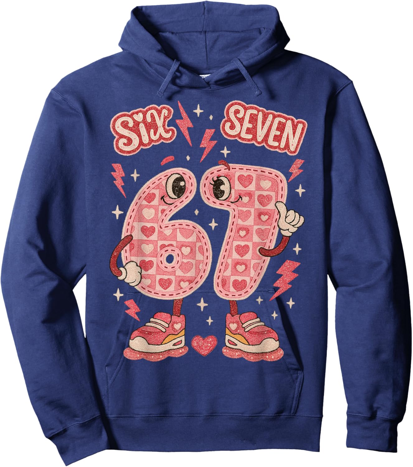 Six Seven Valentine Love 67 Preppy Coquette Meme Kids Hoodie - Hoodie | Navy